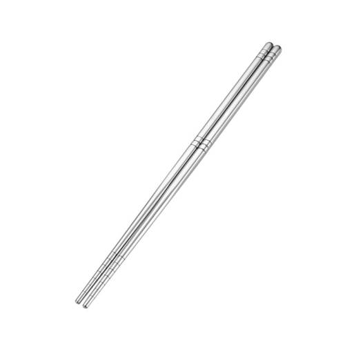 1 Pair Stainless Steel Tableware Colorful Reusable Metal Chopsticks Dishware, Length：23cm(Silver)