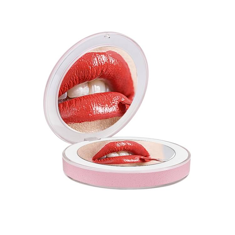 10-Light LED Mini Cosmetic Mirror 3x Magnification Handheld Folding Portable USB Built-in Battery Rechargeable Night Mirror