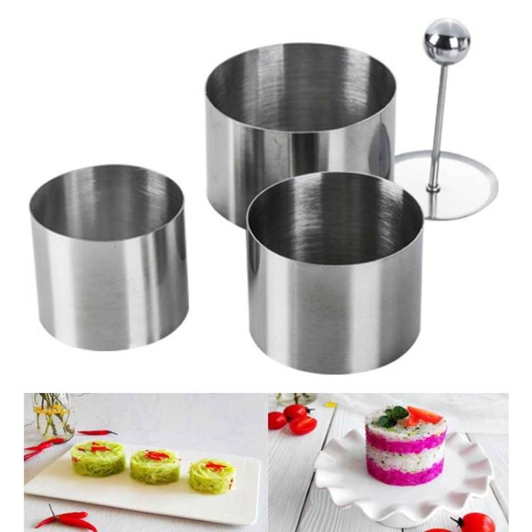 Stainless steel Rice and vegetable roll mold Hotel chef cold Italian dish round molding mold set Kitchen baking cake tools