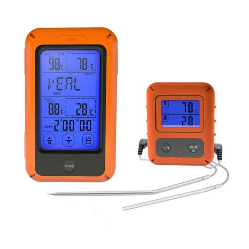 Wireless Food Thermometer Household Touch Screen BBQ Dual-Channel Kitchen Thermometer