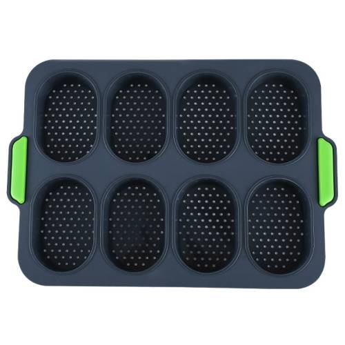 Oval Cake Mold Silicone 8 Grid Non-Stick Household Cake Mold(Dark Gray)