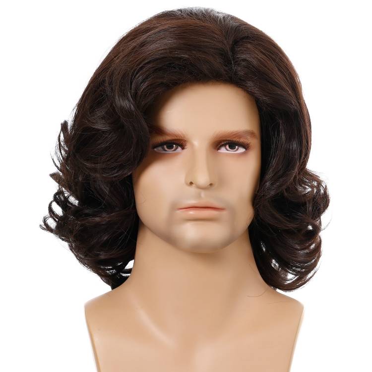 Men&#039;s wig diagonal bangs fluffy short curly hair