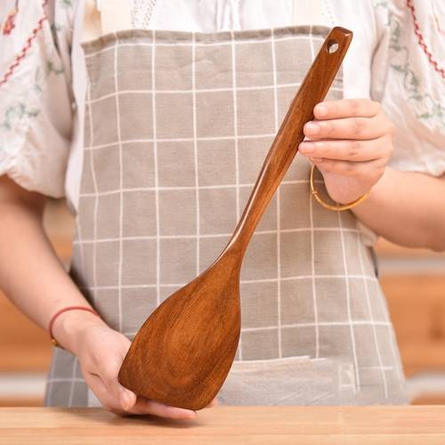 Non-Stick Pot Wood Shovel Teak Cooking Pot Shovel Tableware Thickened Oblique Shovel