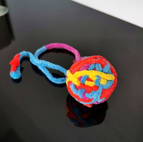 5 PCS Cat Toy Ball Cat Molar Play Wool Ball(Red Yellow Blue Purple)