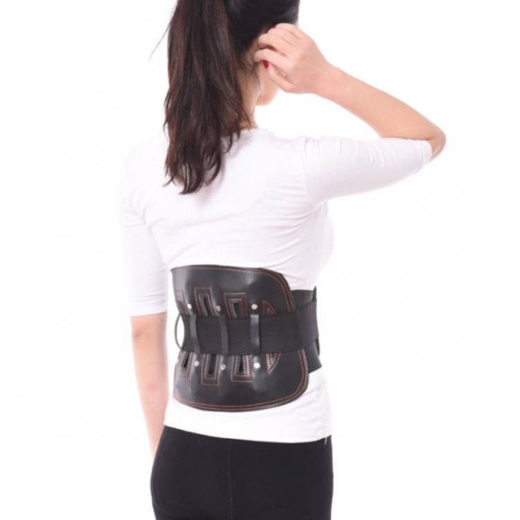 Steel plate support fixed leather waist belt and lumbar corrector