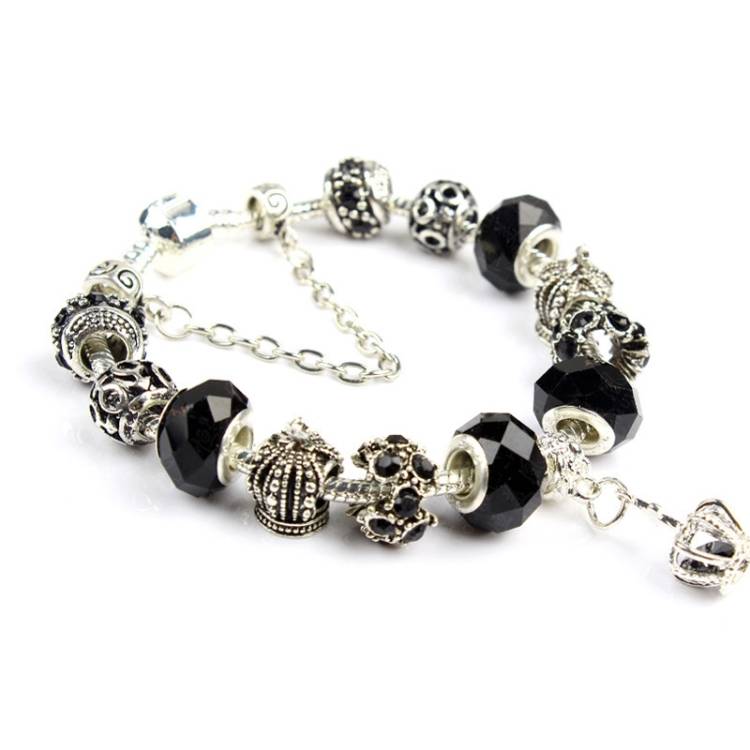 Women&#039;s Crown Colorful Crystal Bead Bracelet Handmade Glass Bead Bracelet