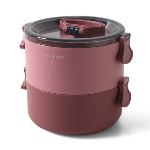 JC6680 Fresh-Keeping Lunch Box Children Plastic Microwave-Heated Lunch Box, Capacity: Double Layer(Red)