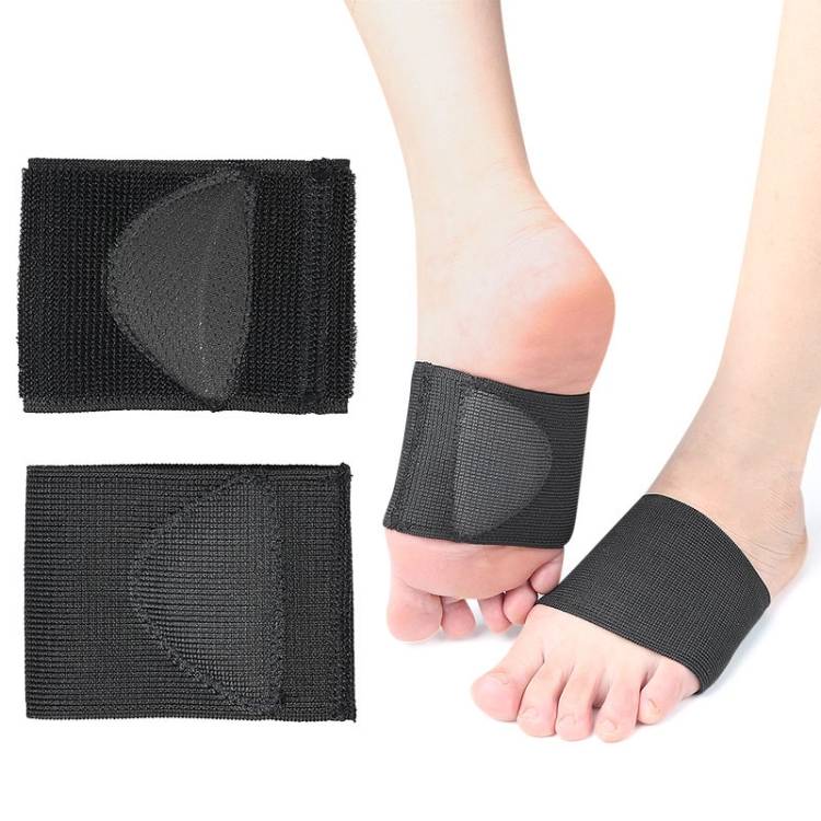2 pairs sold, flat foot arch support half pad, elastic bandage midfoot pad (black S (size 35-38)