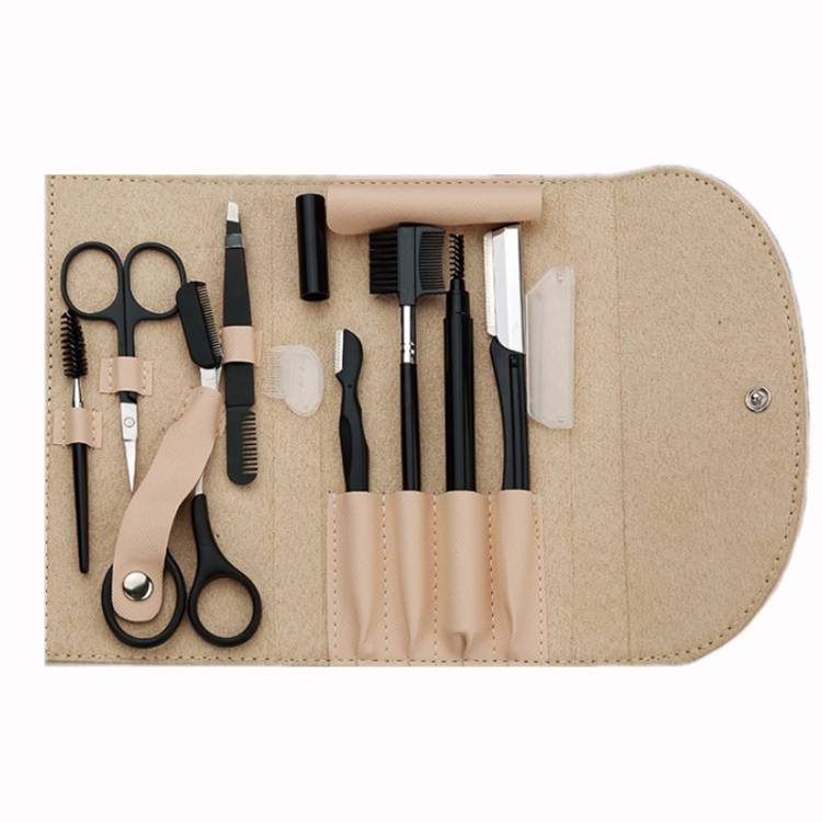 8 pieces/set eyebrow trimming beauty tools (khaki color)