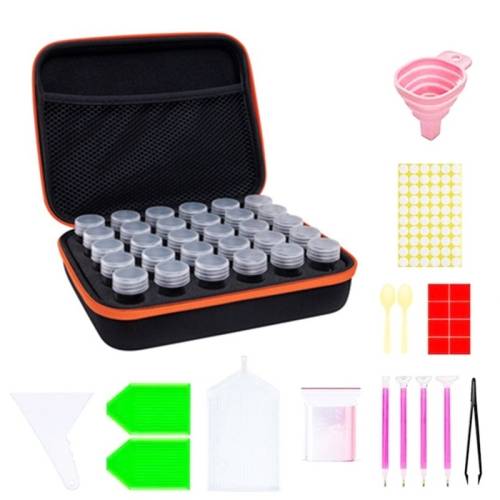 Multifunctional Portable Diamond Painting Tool Set Storage Bag, Style: 30 Grid (Orange)