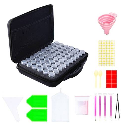 Multifunctional Portable Diamond Painting Tool Set Storage Bag, Style: 60 Grid (Black)
