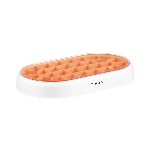 S10001 28 Grid Silicone Soft Bottom Refrigerator Frozen Ice Cube Mold(Orange)