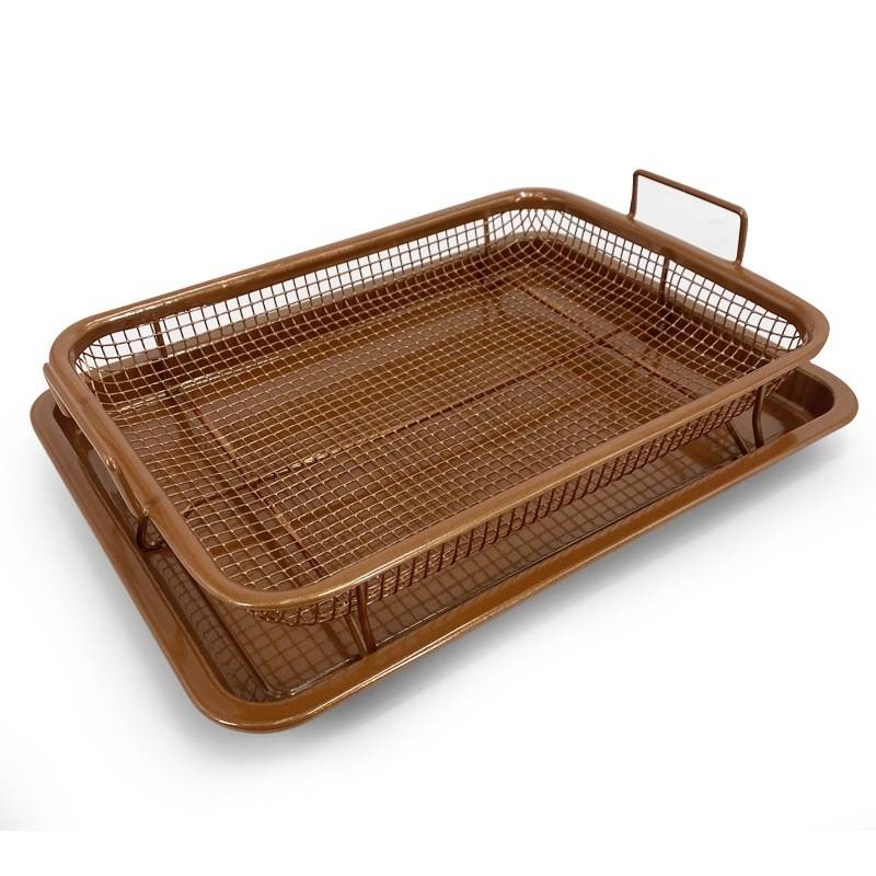 Oven Baking Stainless Steel Baking Pan Drain The Oil Mold Square Bronze