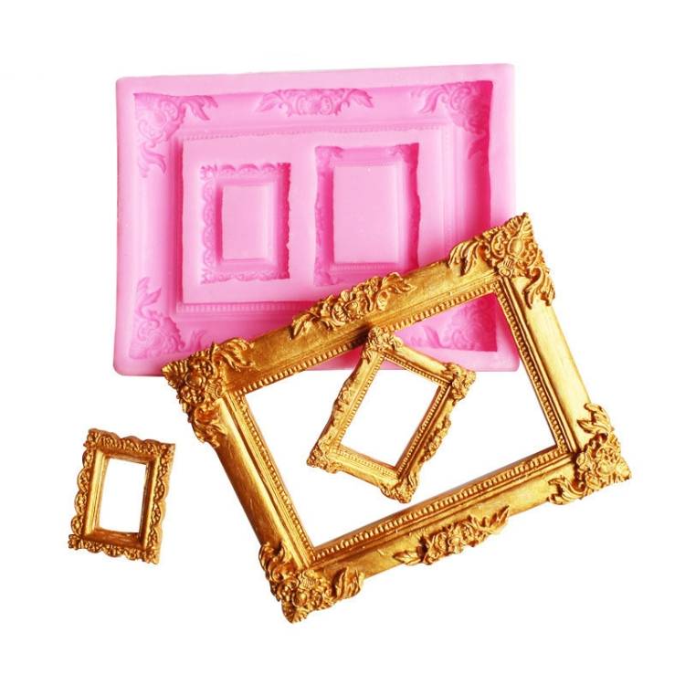Vintage photo frame liquid silicone sugar flipping mold