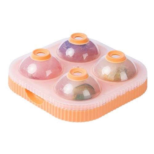 KH039 Whiskey Big Ice Ball Silicone Mold Home Ice Cream Mold with Lid(Orange)