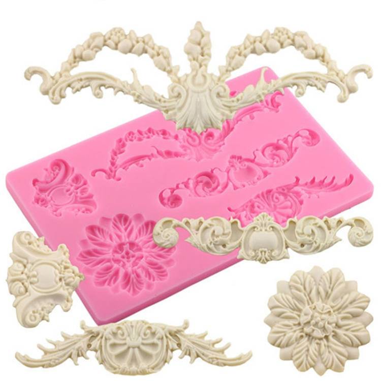 CF394 cake border floral sugar flipping silicone mold