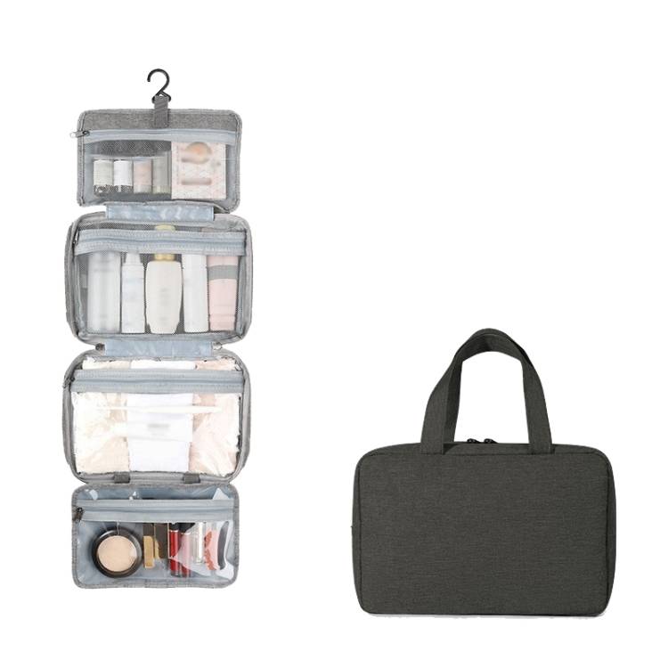 13552A Travel waterproof foldable toiletry bag and cosmetic bag with hook, color: black