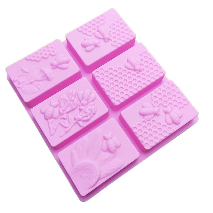 Six connected square honeycomb ice grid cake mold, square handmade soap mold