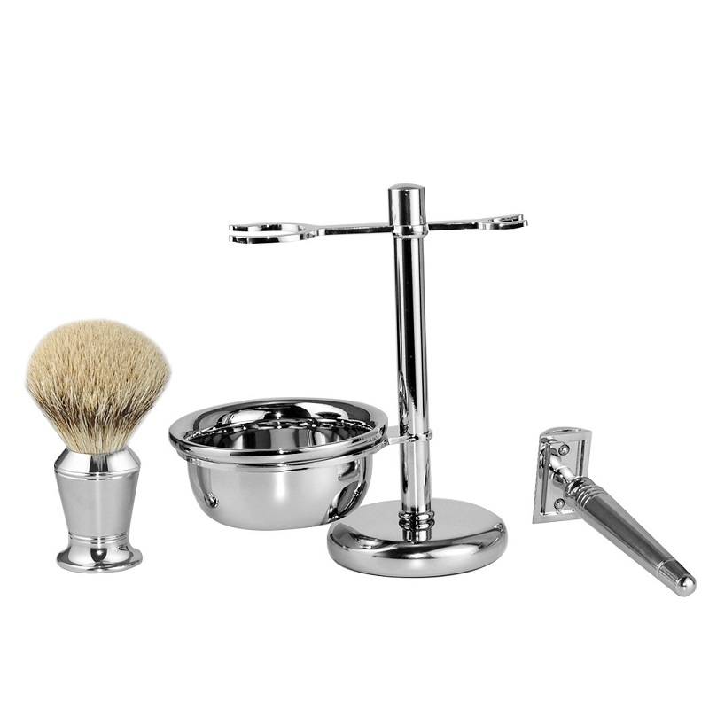 Men&#039;s manual old-fashioned metal shaver holder set