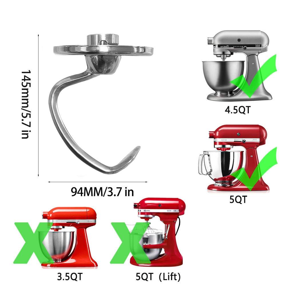 Suitable for KitchenAid 5QT dough hook chef machine stainless steel accessories