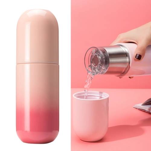 Shoke Portable Mini Insulation Cup 316 Stainless Steel Capsule Cup, Capacity: 280ml(Red Gradient)