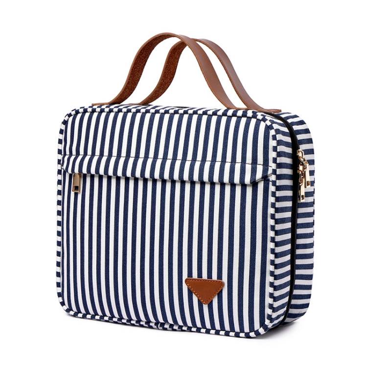Portable large-capacity cosmetics multi-compartment storage bag (Dark Blue)