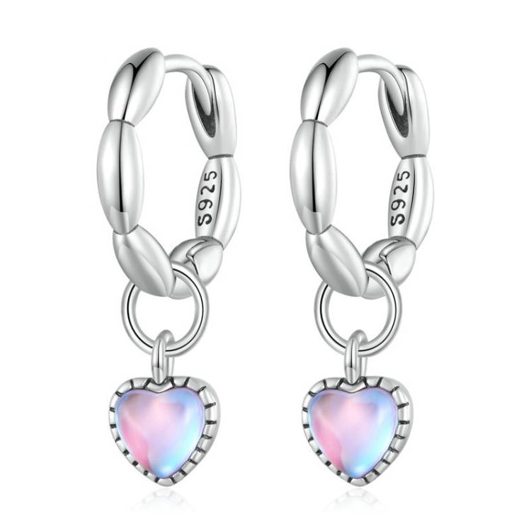SCE1556 Sterling Silver S925 Colorful Love Rice Grain Round Ear Buckle