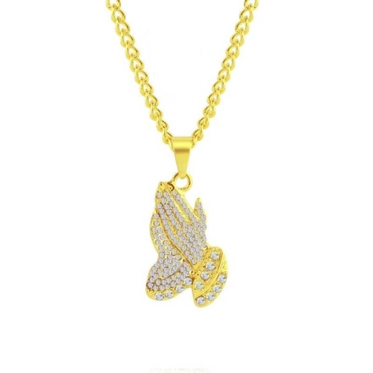 Prayer Hand Exaggerated Hip Hop Necklace Collar Chain