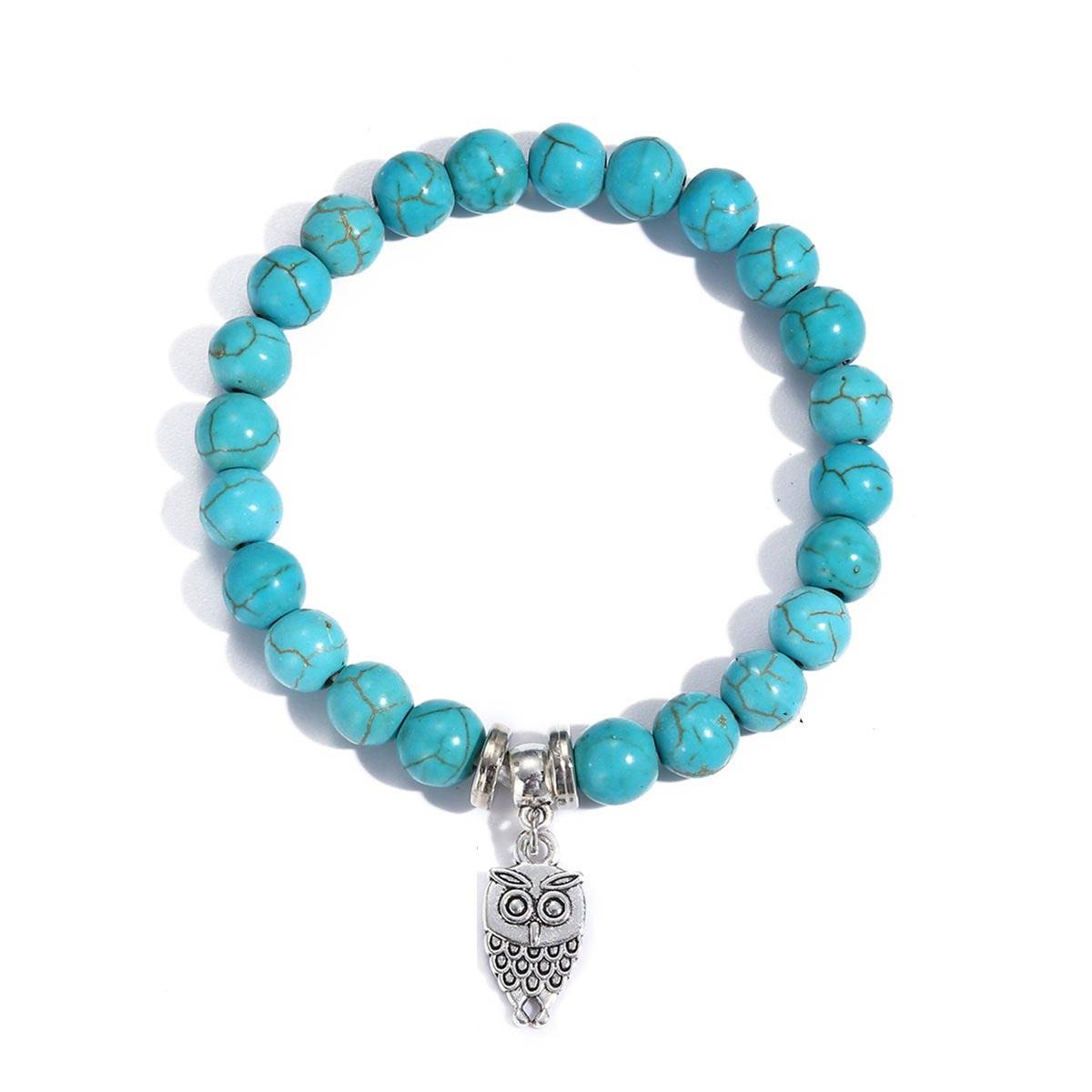 S2208-2 Owl Women&#039;s Beaded Bracelet Turquoise Ethnic Style Bracelet