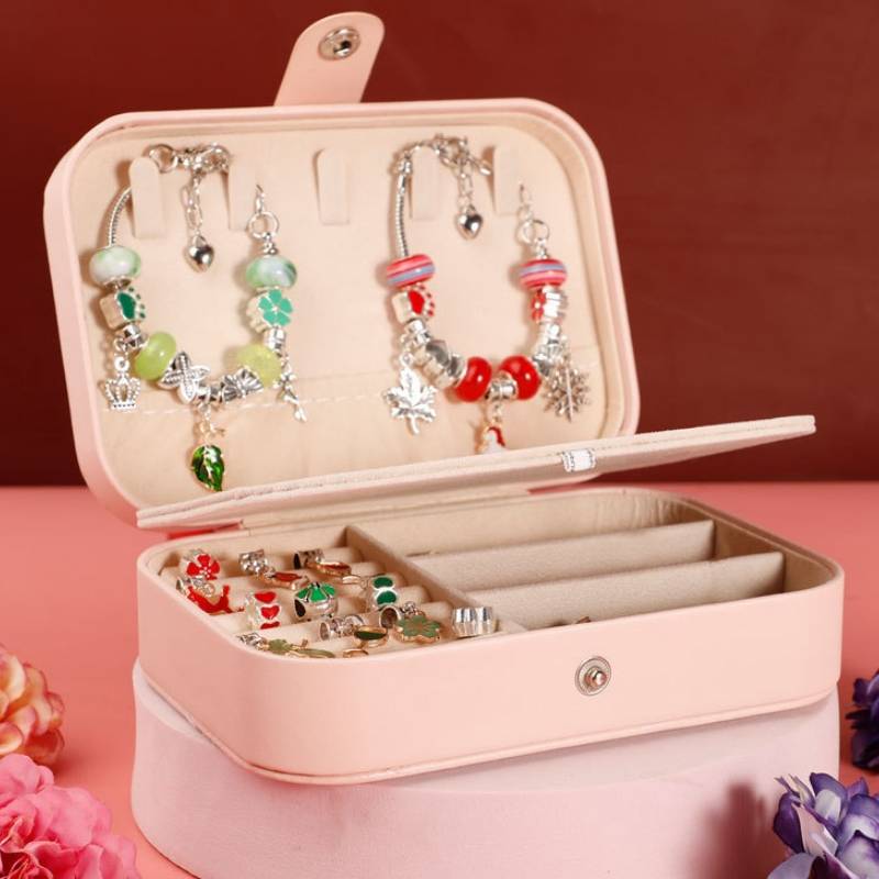 132 pieces/set for children&#039;s DIY making beaded bracelets, double-layer jewelry box set