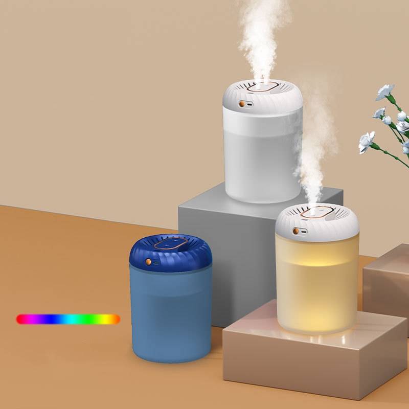 3000ml dual-nozzle humidifier with timer digital display and colorful ambient light (blue)