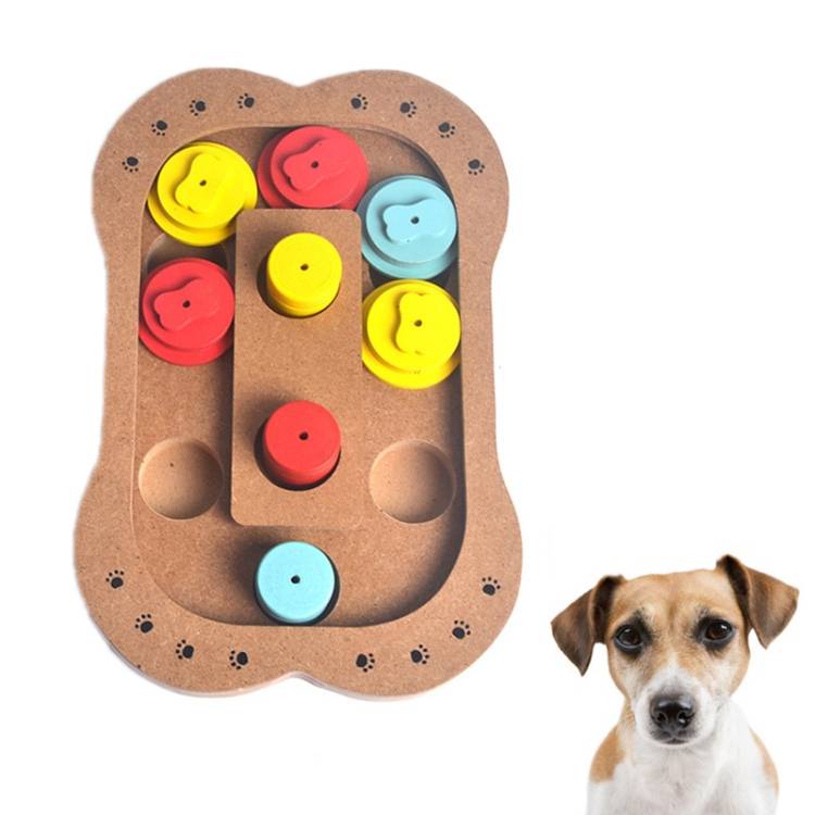 Multifunctional educational wooden toy for pet dog feeding, color: bone type