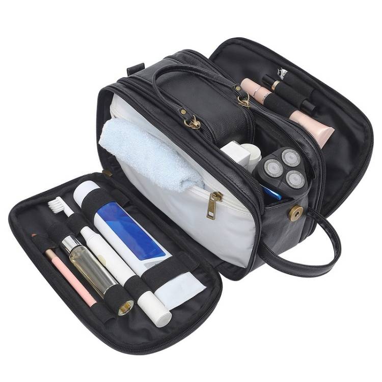 Men&#039;s travel storage PU toiletries and makeup bags