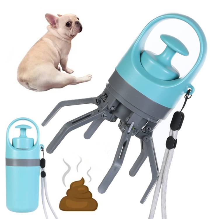 Pet toilet cleaner, portable for dogs to go out with 6 claws, fecal scraper, garbage bag dispenser