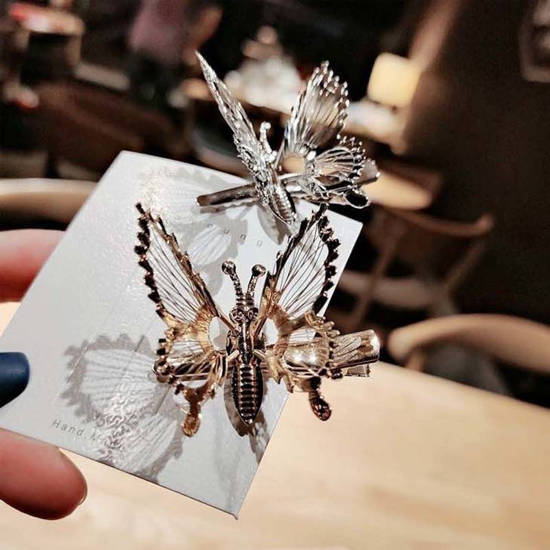 Dynamic simulation butterfly hair clip, minimalist bangle hair accessory