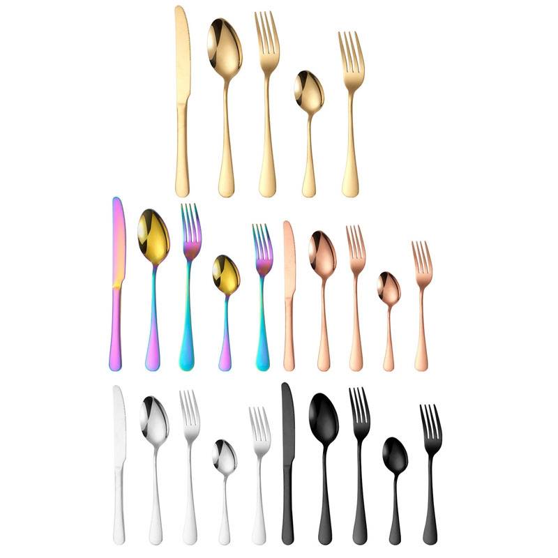 20pcs/set Carton Boxed Gold-Plated Stainless Steel Knife and Fork Set Western Cutlery