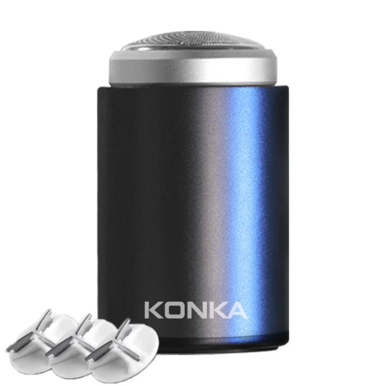 Konka Mini Portable Shaver Outdoor Waterproof Men&#039;s Shaver, Color: Black + 3 Blades