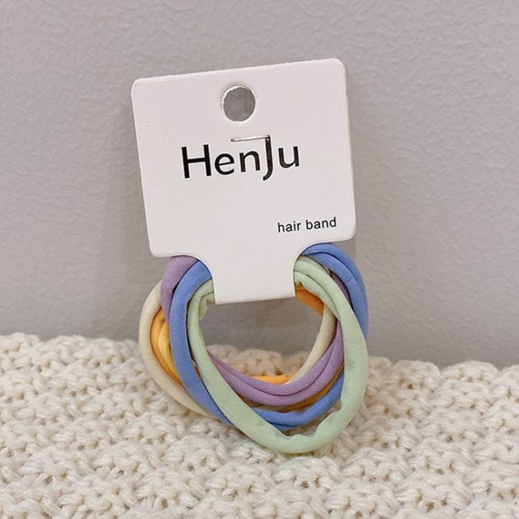 6pcs /Set Towel Circle Head Rope High Elasticity Without Sewing Hair Rubber Band(Colorful)