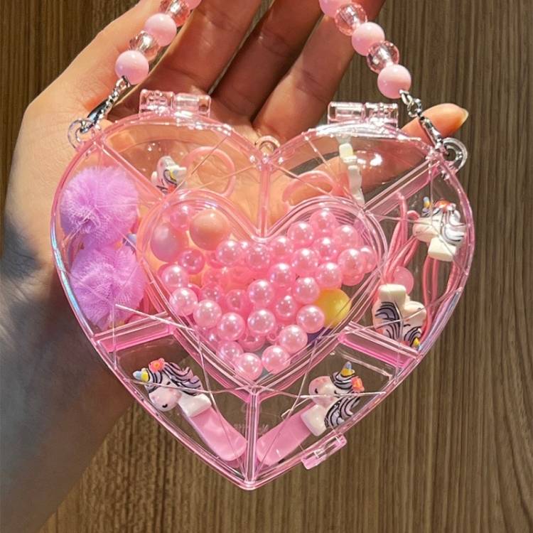 Children Heart-shaped Jewelry Gift Box Set Kids Hairpin Hair Tie Becklace Ring, Style: Rabbit Head