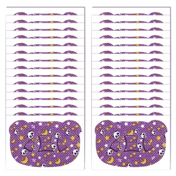 30 pieces/pack Cartoon bear O-shaped breathable breathable soft anti-mouth patch, size: large (purple)