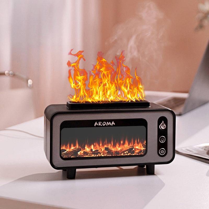 200ml Retro Fireplace Aromatherapy Machine Simulated Flame Small Creative Desktop Humidifier