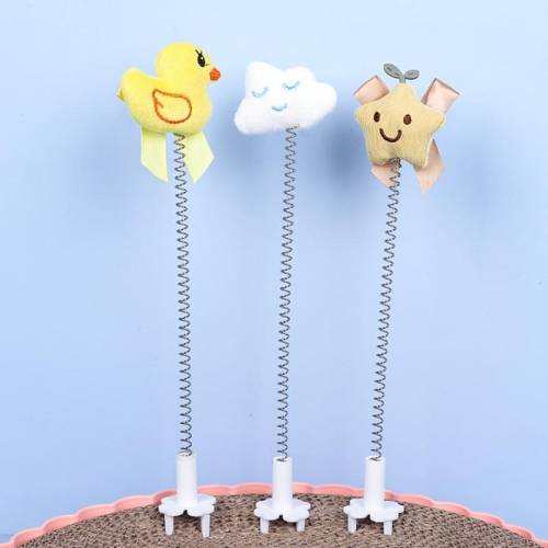 Cats Scratching Board Cartoon Shaker Spring Toys Teaser Cats Stick Pet Supplies, Color: Cartoon Model (Random Color)