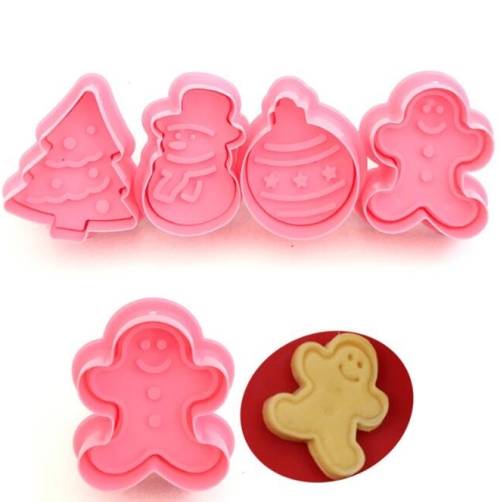8 PCS/2 Sets Fondant Cake Tool Christmas Cookie Spring Stamper(Pink)