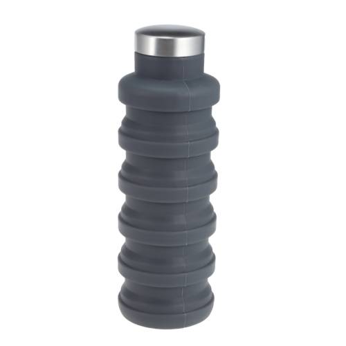 Portable Silicone Water Bottle Retractable Folding Coffee Bottle Outdoor Travel Drinking Sport Drink Kettle,Capacity:500ml(Gray)