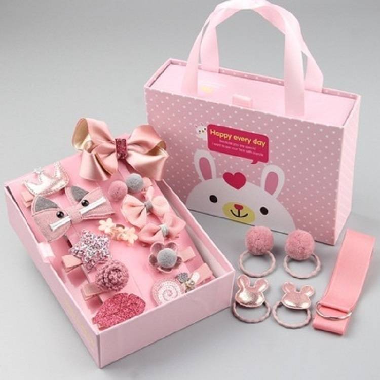 18 pieces/set for selling baby hair accessories, girls hair clips, hair rings, box packaging