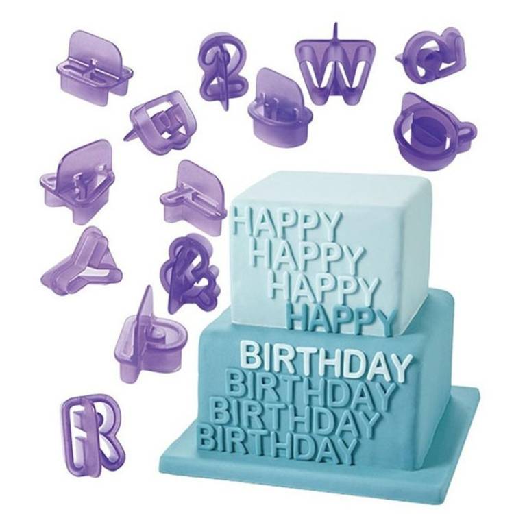 40 pieces/set of alphanumeric plastic biscuit molds, symbols for flipping sugar cake decoration and printing molds