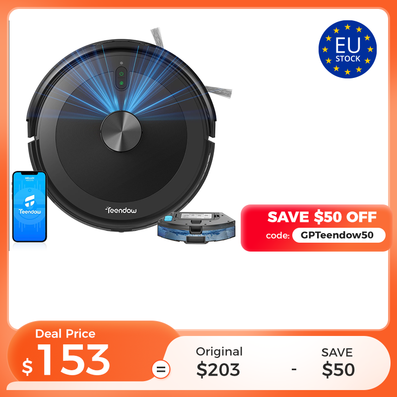 【2025 Upgraded Version】Teendow D10S PLUS LDS 3200mAh Robot Vacuum Cleaner And Mop 5000Pa Smart Mapping Precision Navigation Alexa & Google Assista