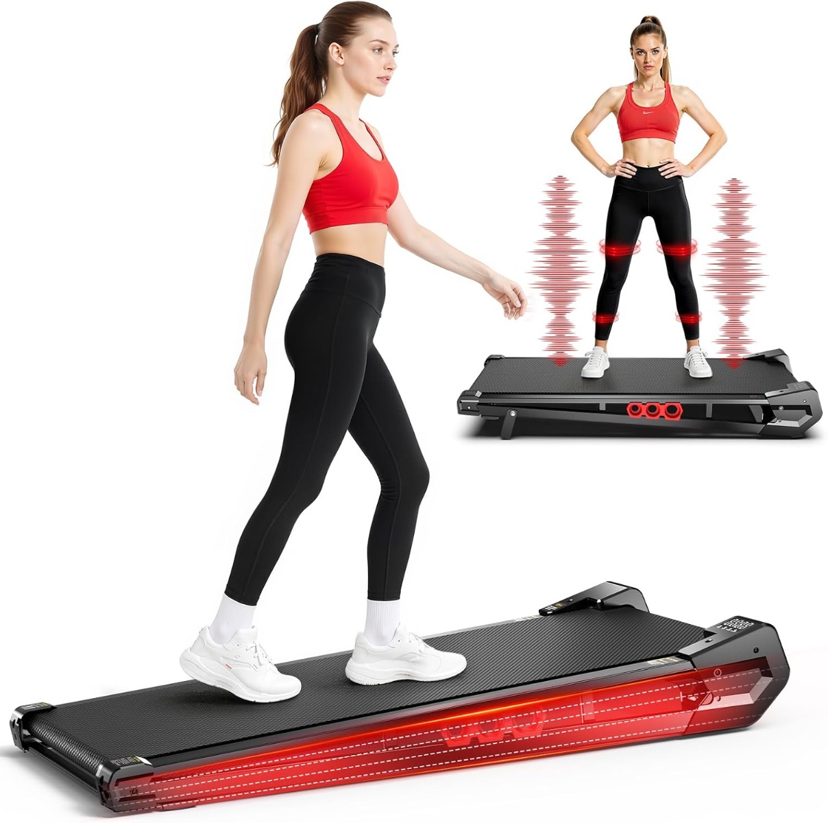 Akluer S49AD 3 in 1 Folding Treadmill with Brushless Motor 4 MPH Walking Speed 300 LB Capacity 8 Modes Remote Control and LED Display for Home Office