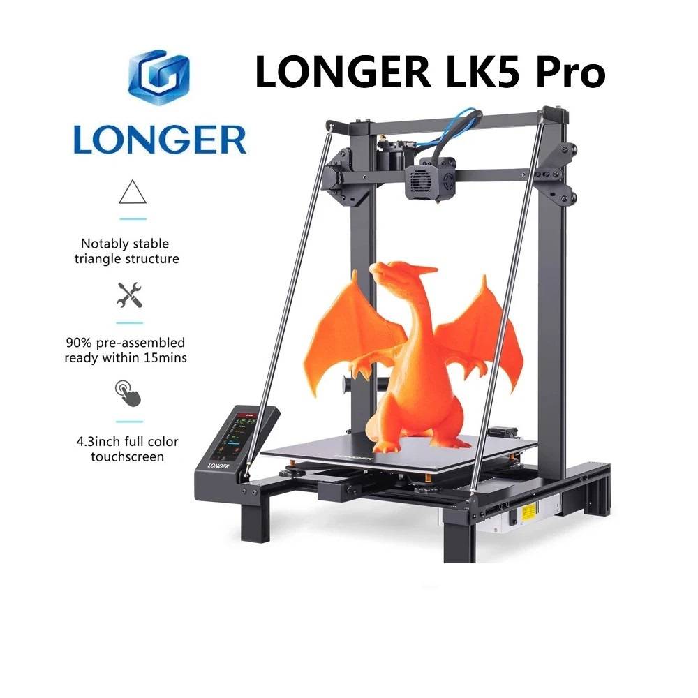 [EUDirect] Longer LK5 Pro 3D Printer 90% Pre-Assembled Large Dual Blower Fan 3D Printers with 4.3inch Color Touchscreen 300*300*400mm