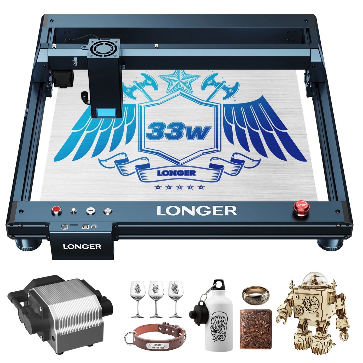 [EU Direct]  Longer Laser B1 30W (33-36W output power)  6-core Laser Headthe laser graver enhances cutting capacities 450 x 440mm Engraving Area